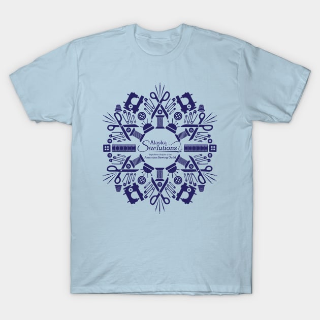 Alaska Sewlutions Snowflake Navy T-Shirt by emilylongbrake